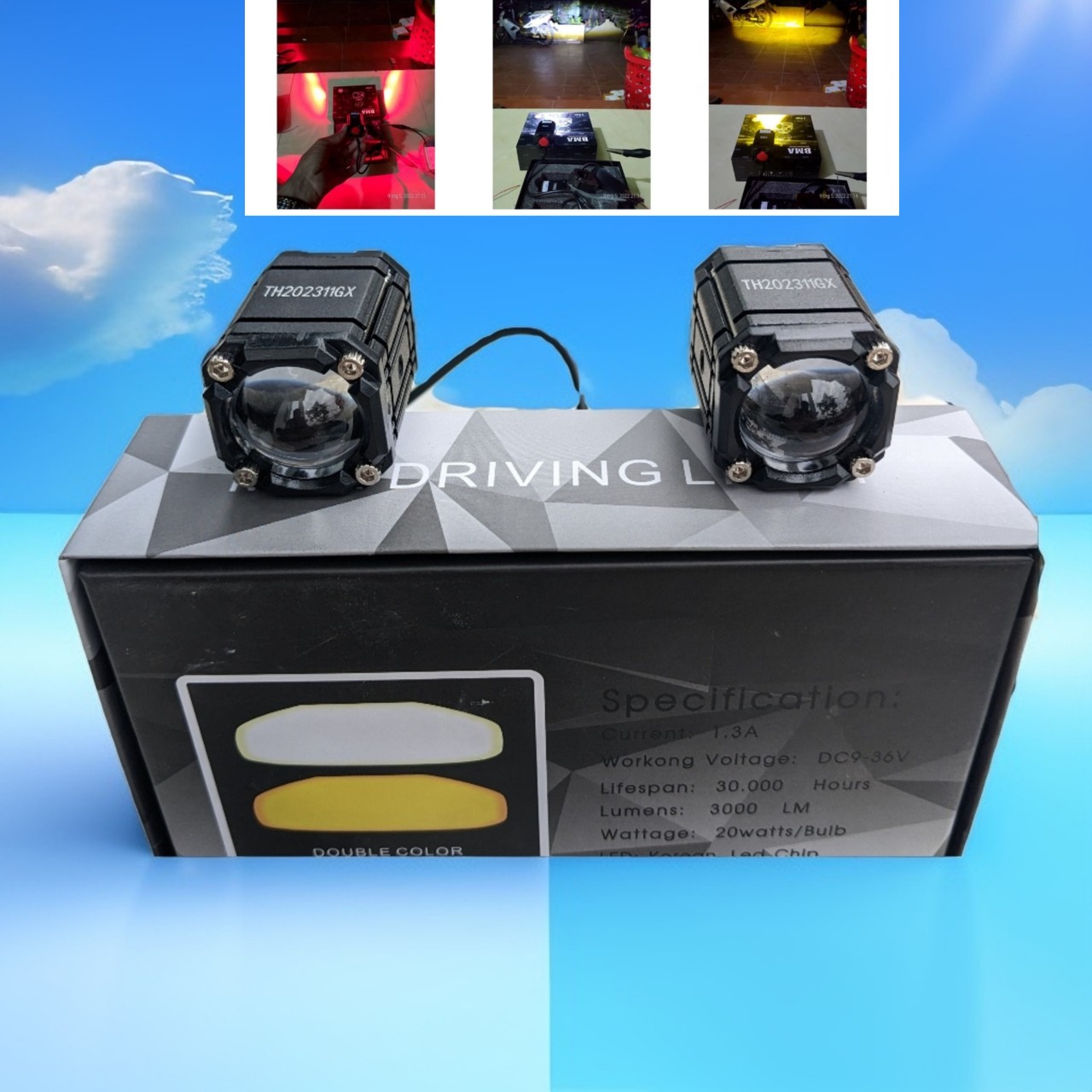 Đèn Trợ Sáng Xe Máy Ô Tô Bản Đặc Biệt - Bi Cầu 2 Màu, 4 Chế Độ Cốt Pha Đỉnh Cao