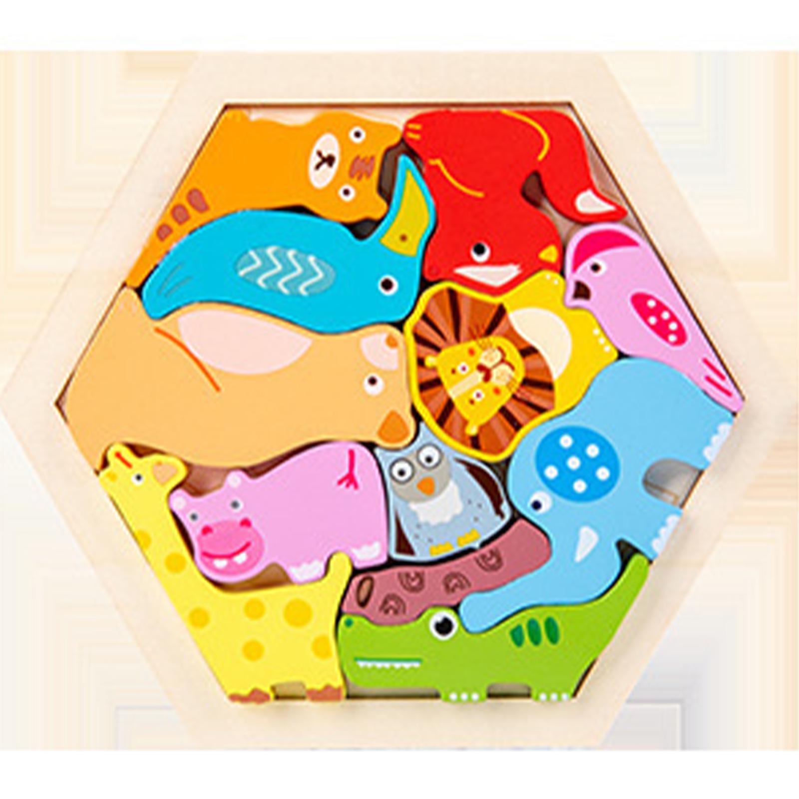 Wooden Jigsaw Puzzles Sorting Stacking Blocks Educational Toy