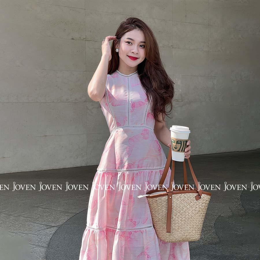 Đầm maxi hoa hồng ren Joven