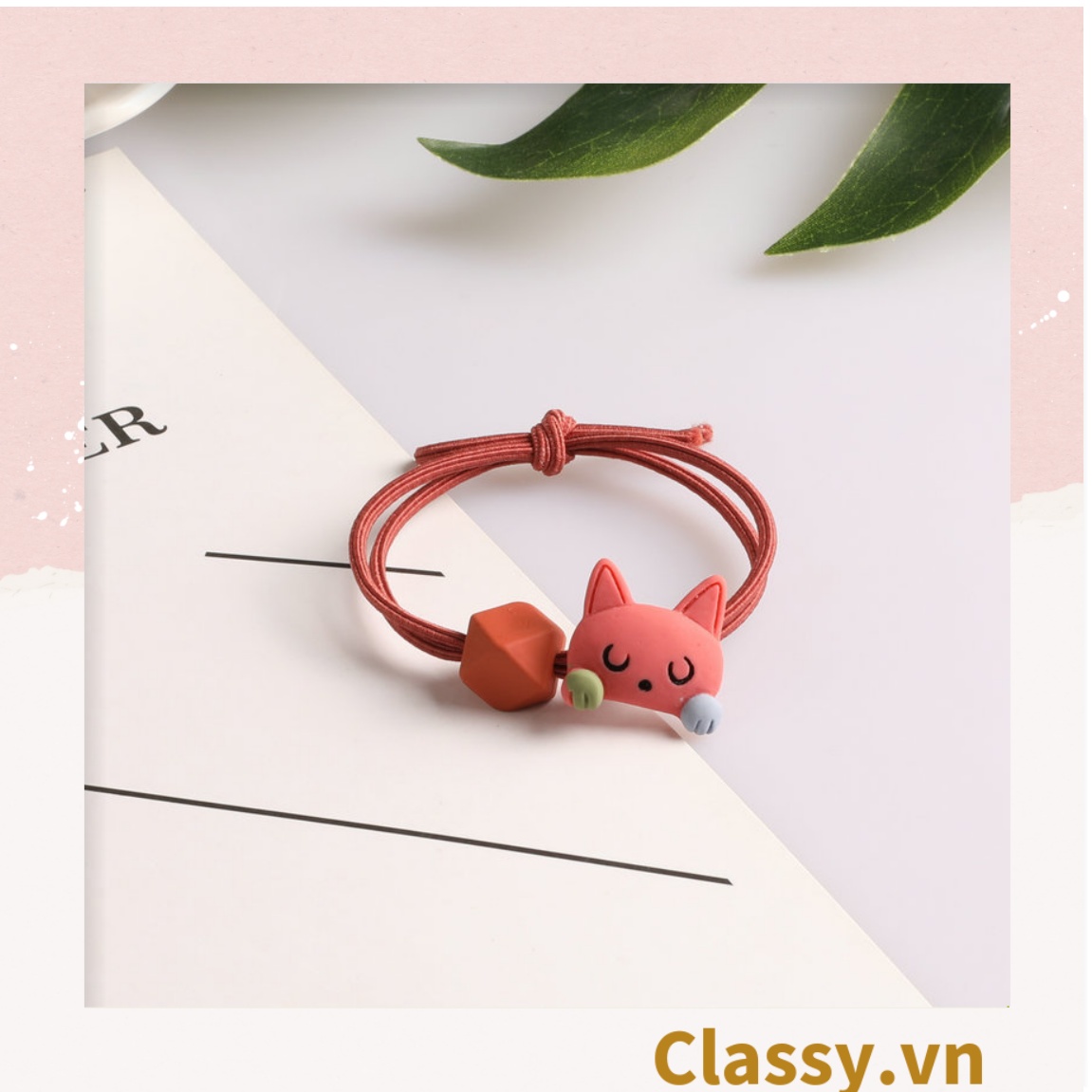01 dây cột tóc Classy đính hình động vật chú cáo, chú vịt nhỏ, chú thỏ, chú heo bền chắc giá rẻ, nữ tính PK736