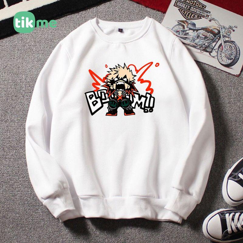 Áo nỉ sweater dáng rộng My Hero Academia Katsuki Bakugo size XS-2XL