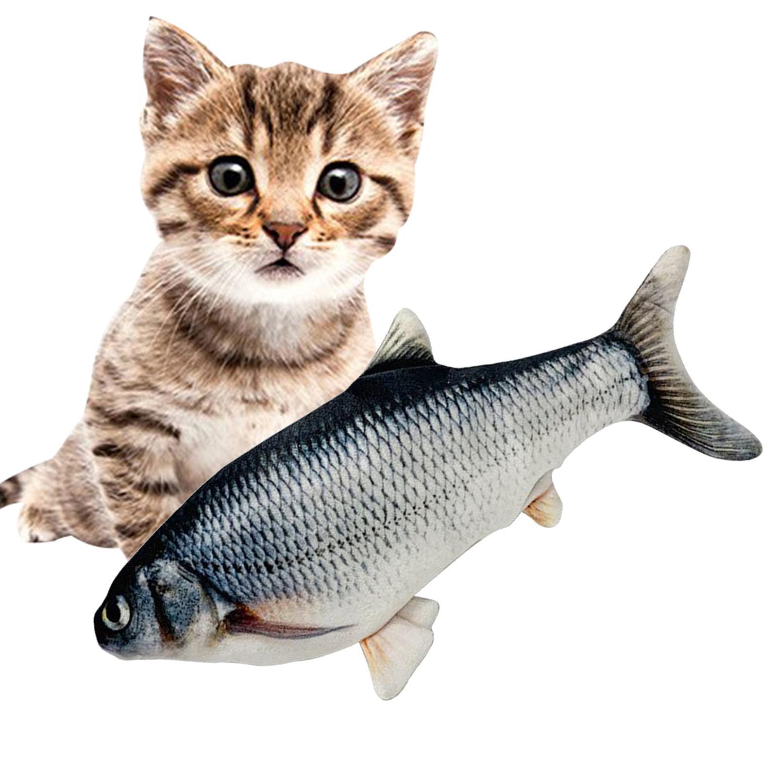 Fish Electric Interactive Pet Cat Kitty Wagging Catnip Toy Grass Carp