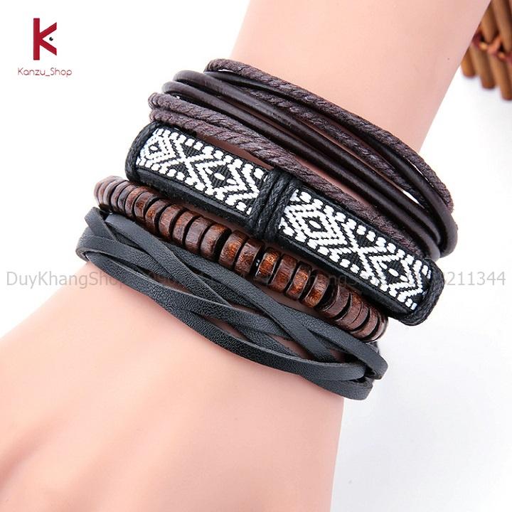 Vòng đeo tay bằng da phong cách vintage thời trang dành cho nam nữ mã VT03