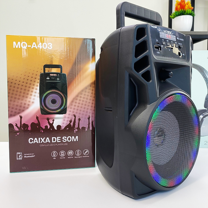 Loa bluetooth hát karaoke xách tay MQ-A403 loa kẹo kéo mini nghe nhạc cực đã có đài FM, thẻ nhớ, usb tặng kèm mic - hàng chính hãng