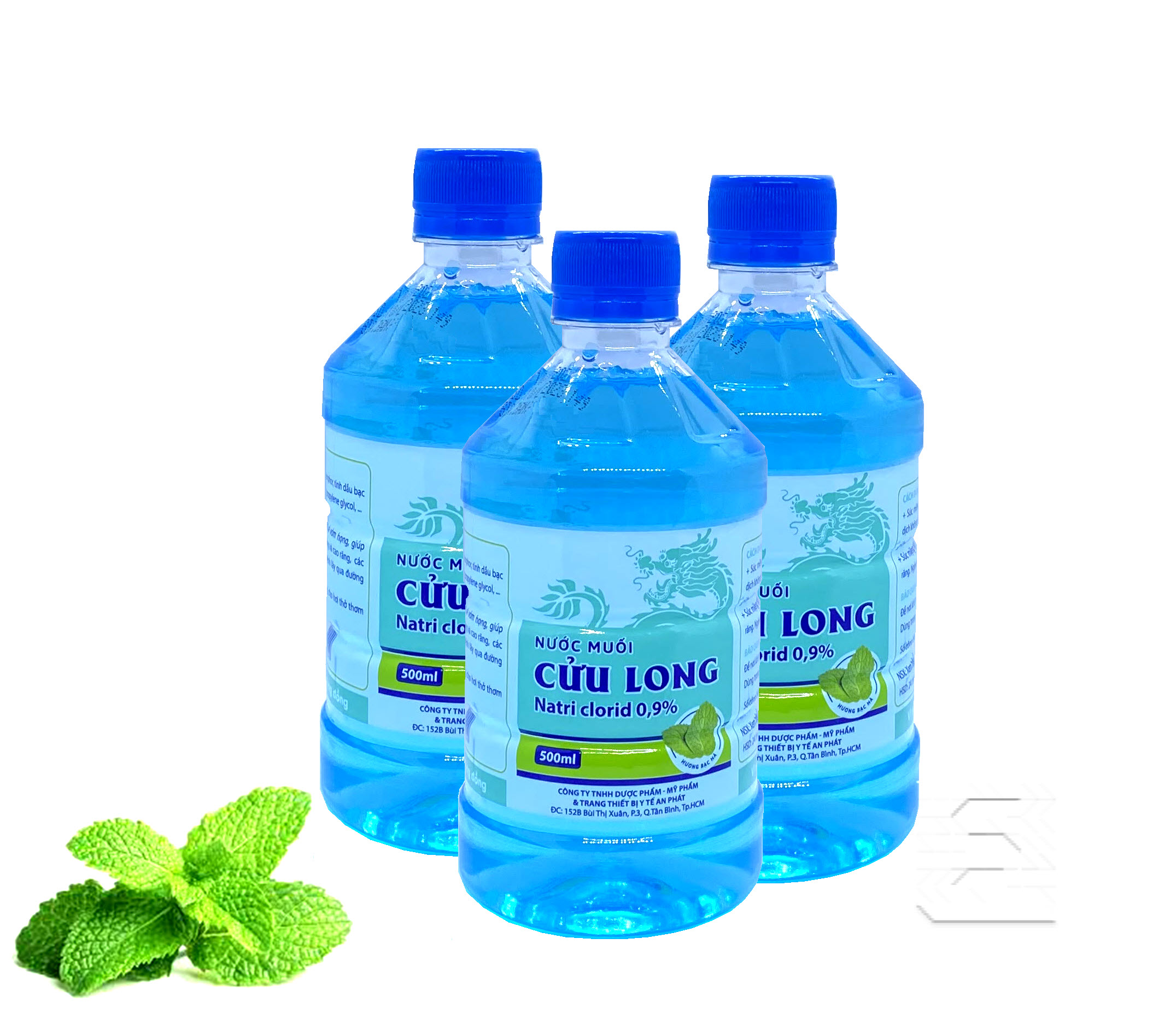 Combo 3 Chai Nước Muối Sinh Lý Súc Miệng Cửu Long Hương Bạc Hà - Natri Clorid 0,9% - Chai 500ml