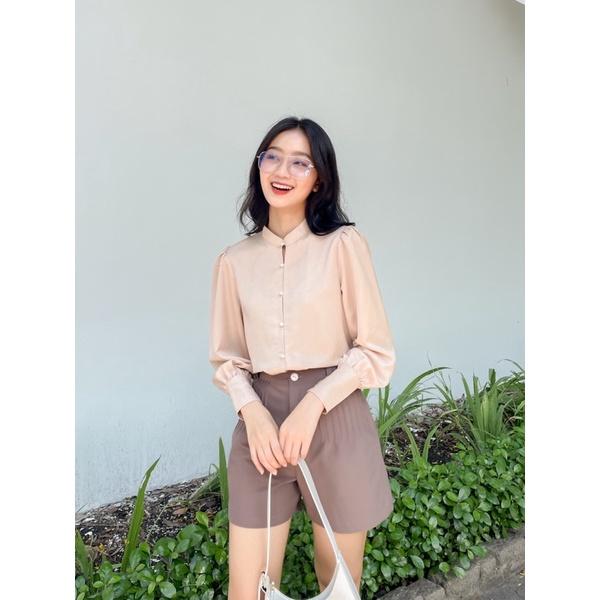 ZIEL Sơ mi cổ tàu tay bồng | Glam Shirt