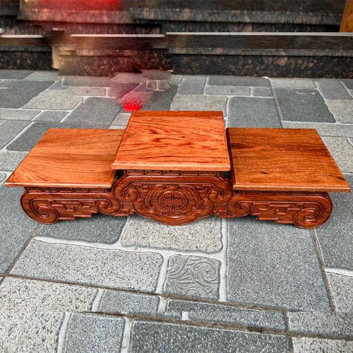 Chân đế bát hương tam cấp chân cuốn,Đế Kê Bát Nhang - Tam sơn đế cuốn gỗ hương - nhiều kích thước