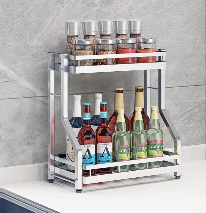 SUS304 / INOX304 KỆ GIA VỊ 2 TẦNG ĐẶT BÀN INOX XƯỚC