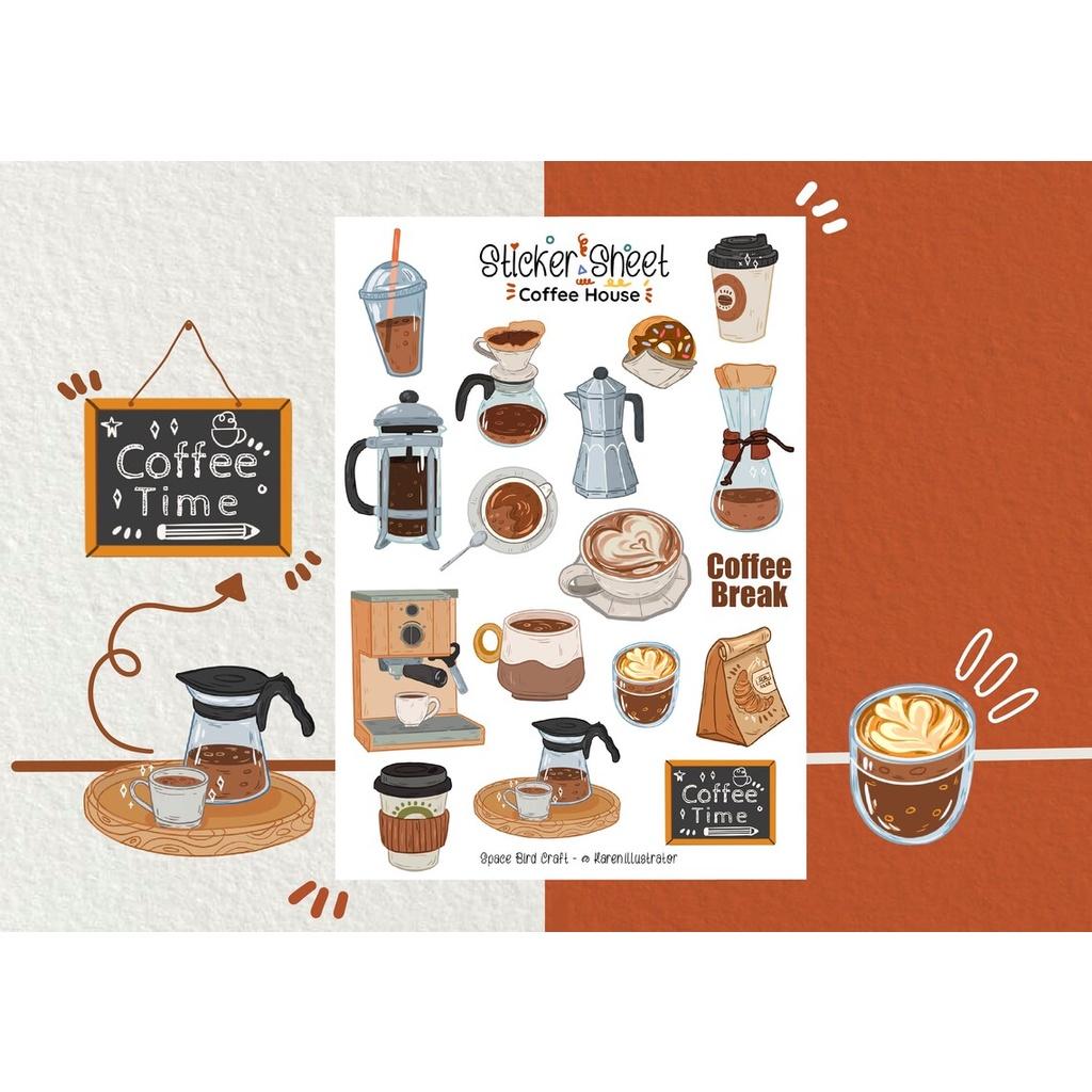 sticker sheet coffee house - chuyên dán, trang trí sổ nhật kí, sổ tay | Bullet journal sticker - unim001