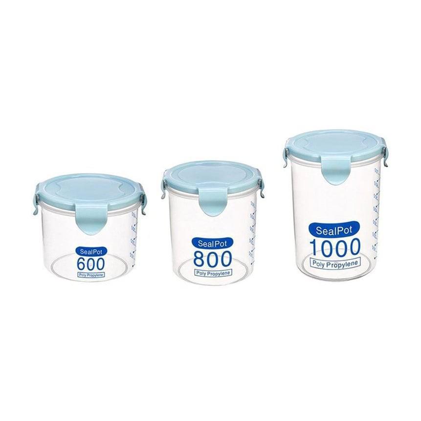 Set 3 Hộp Nhựa Đựng Thực Phẩm, Gia Vị Các Kích Thước Sealpot Chống Tràn Để Tủ Lạnh Có Vạch Chia Định Mức