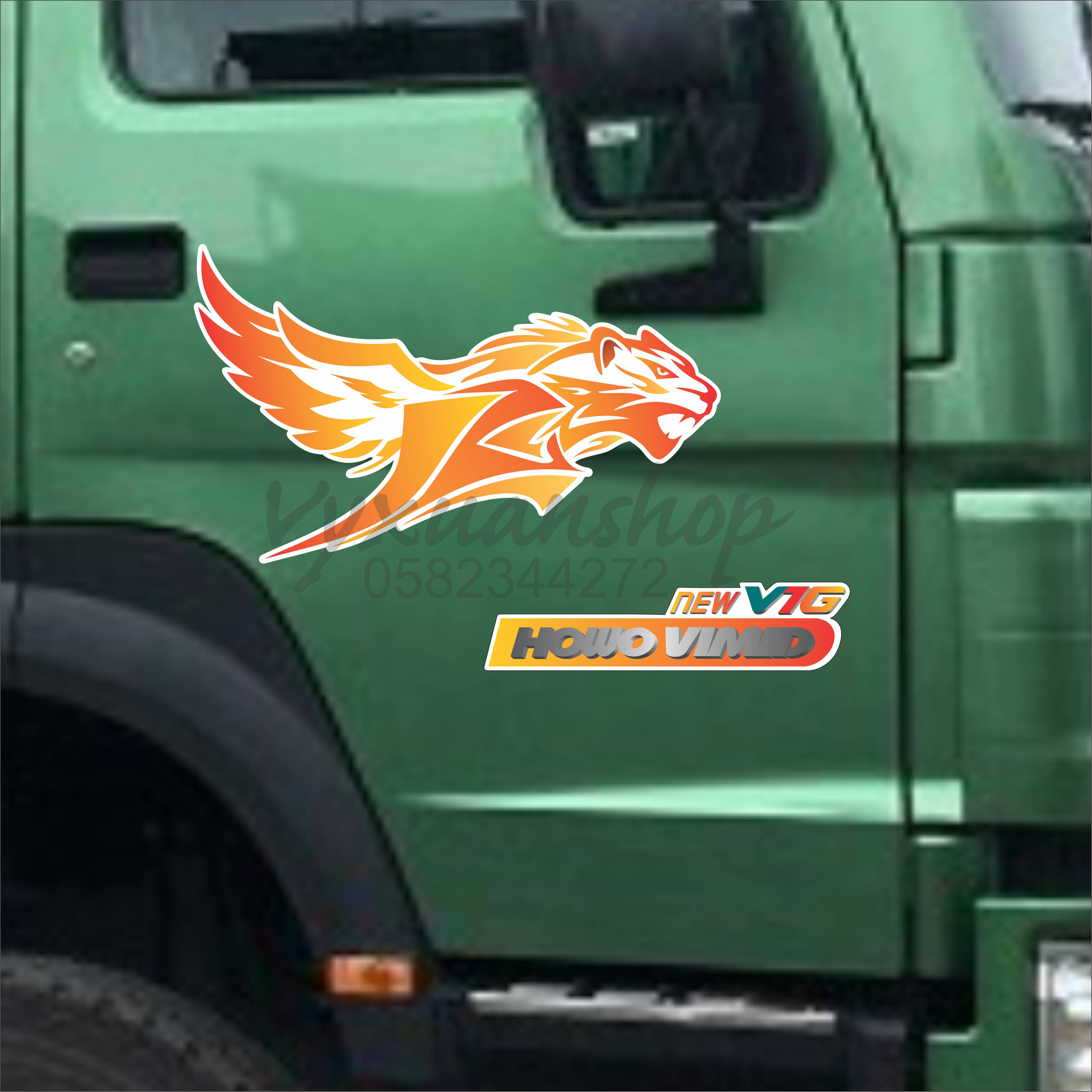 Tem hổ Howo dán xe tải các màu, decan trang trí xe tải
