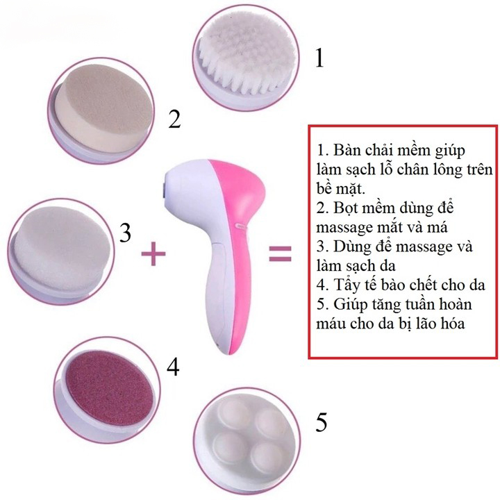 Máy rửa mặt massage tẩy tế bào chết 5in1