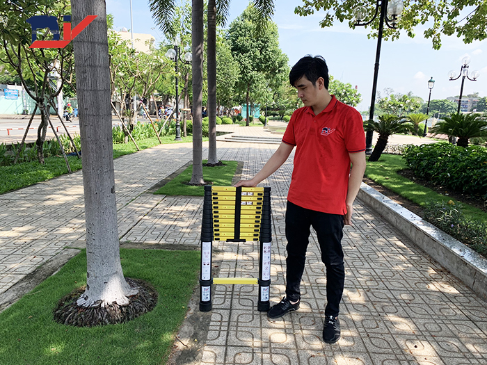 Thang nhôm rút đơn sơn tĩnh điện DIY TL-I-38B chiều cao sử dụng tối đa 3.8M, tải trọng 150kg