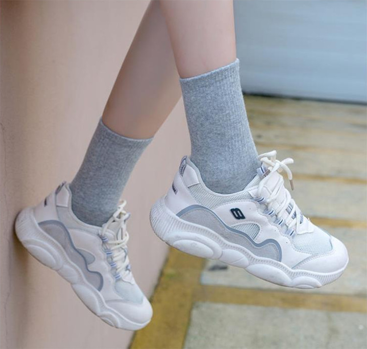 Set 5 Đôi Tất Cao Cổ Unisex Bèo Nhún Gân Tăm Style Thanh Lịch