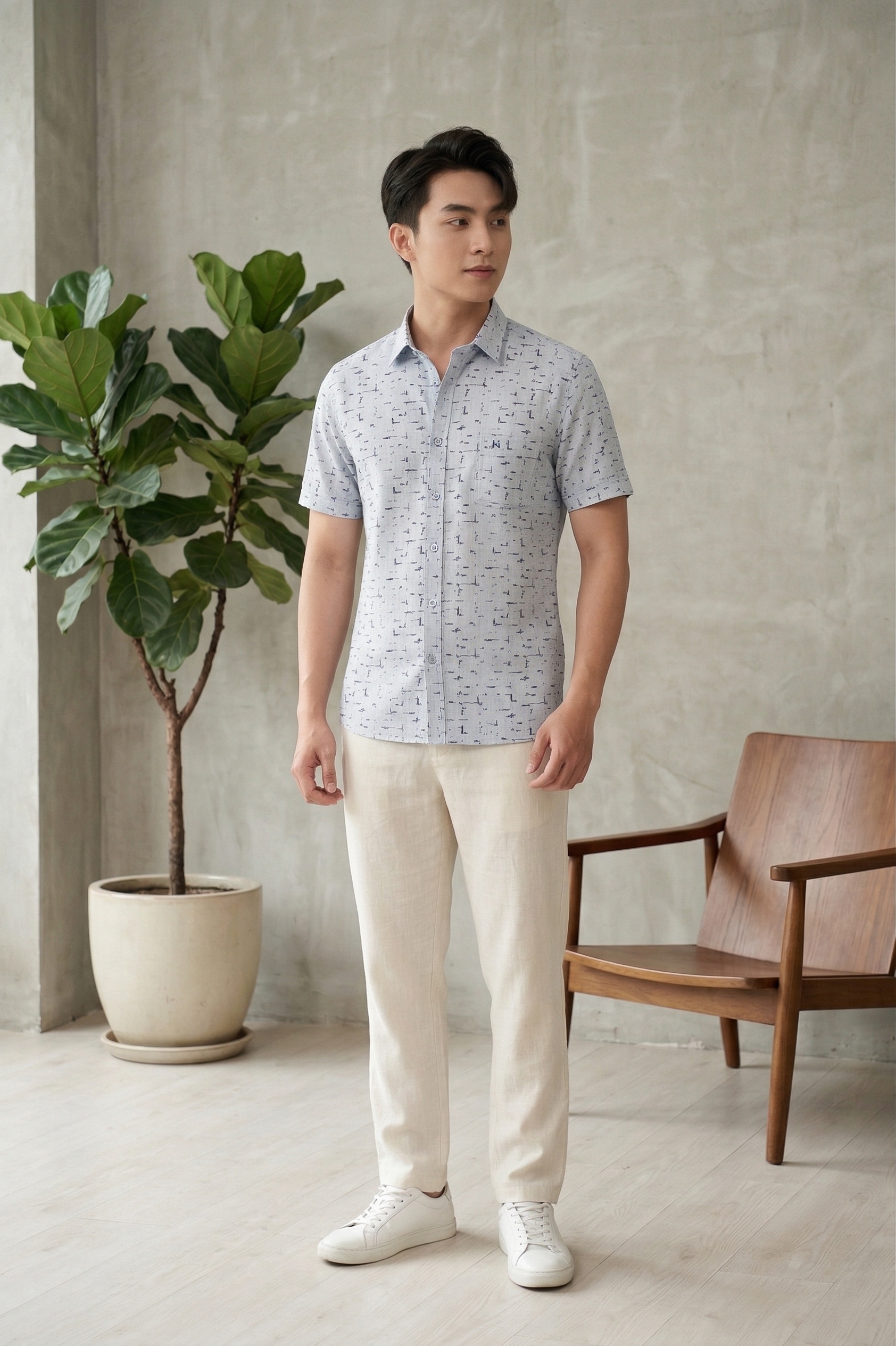 Áo sơ mi tay ngắn Khatoco Sale 430k ( giá tem 538k) (size S)