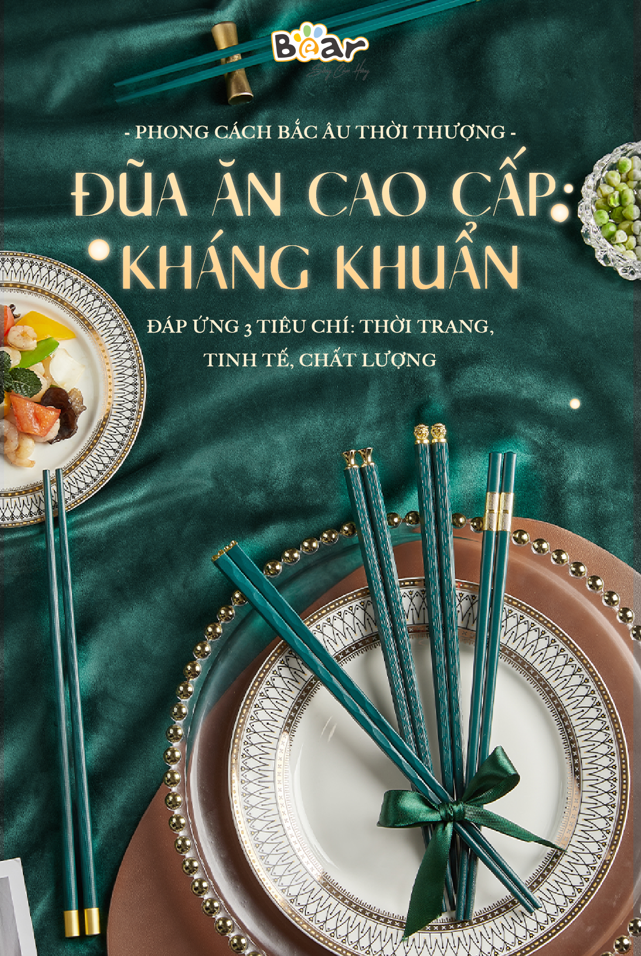 Đũa Bear cao cấp, kháng khuẩn, chất liệu an toàn CX-E0102 