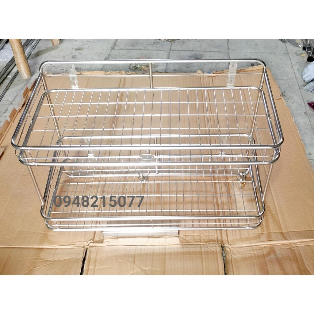 KỆ CHÉN TREO TƯỜNG INOX 2 TẦNG KT 30*60
