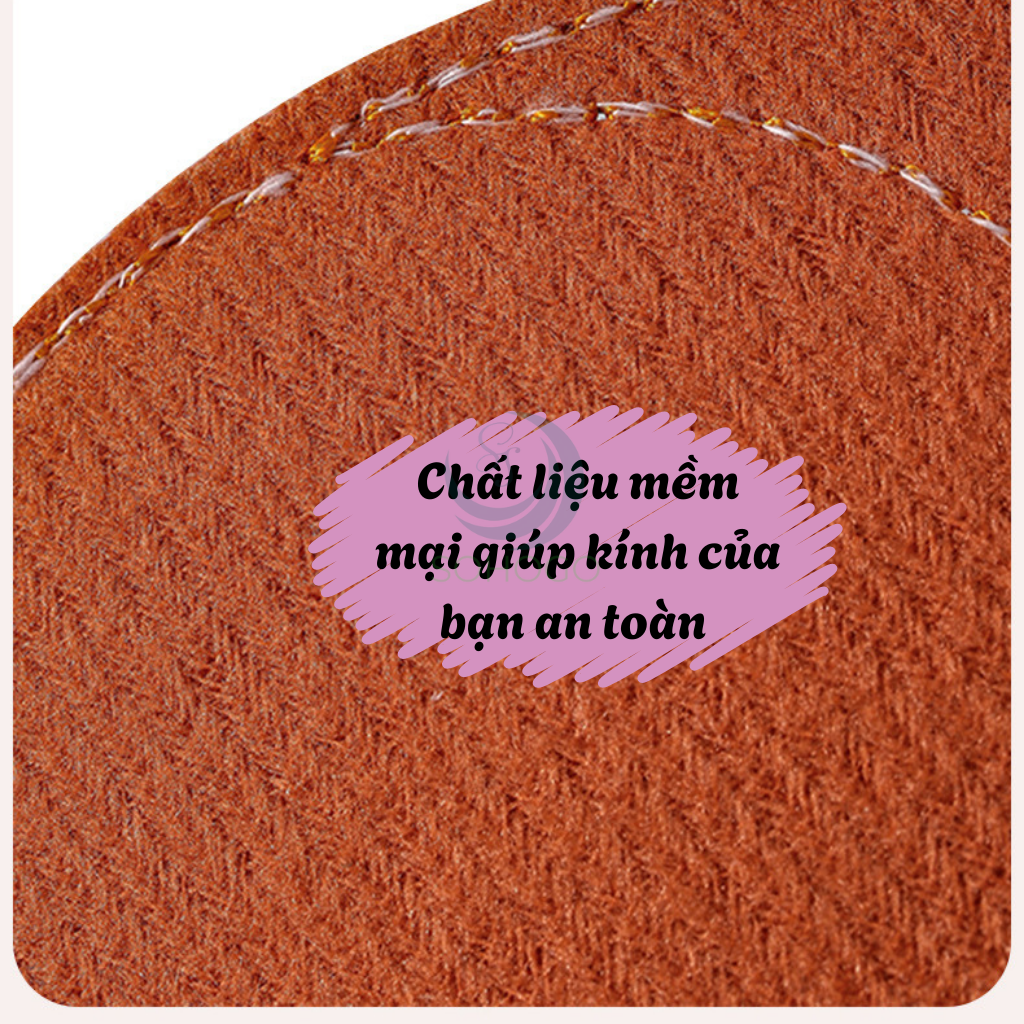 Túi đựng kính, có dây buộc- Túi đựng kính râm da PU 14x7cm