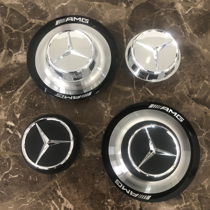 Logo chụp mâm, ốp lazang bánh xe ô tô Maybach AMG, chất liệu nhựa ABS và hợp kim nhôm cao cấp