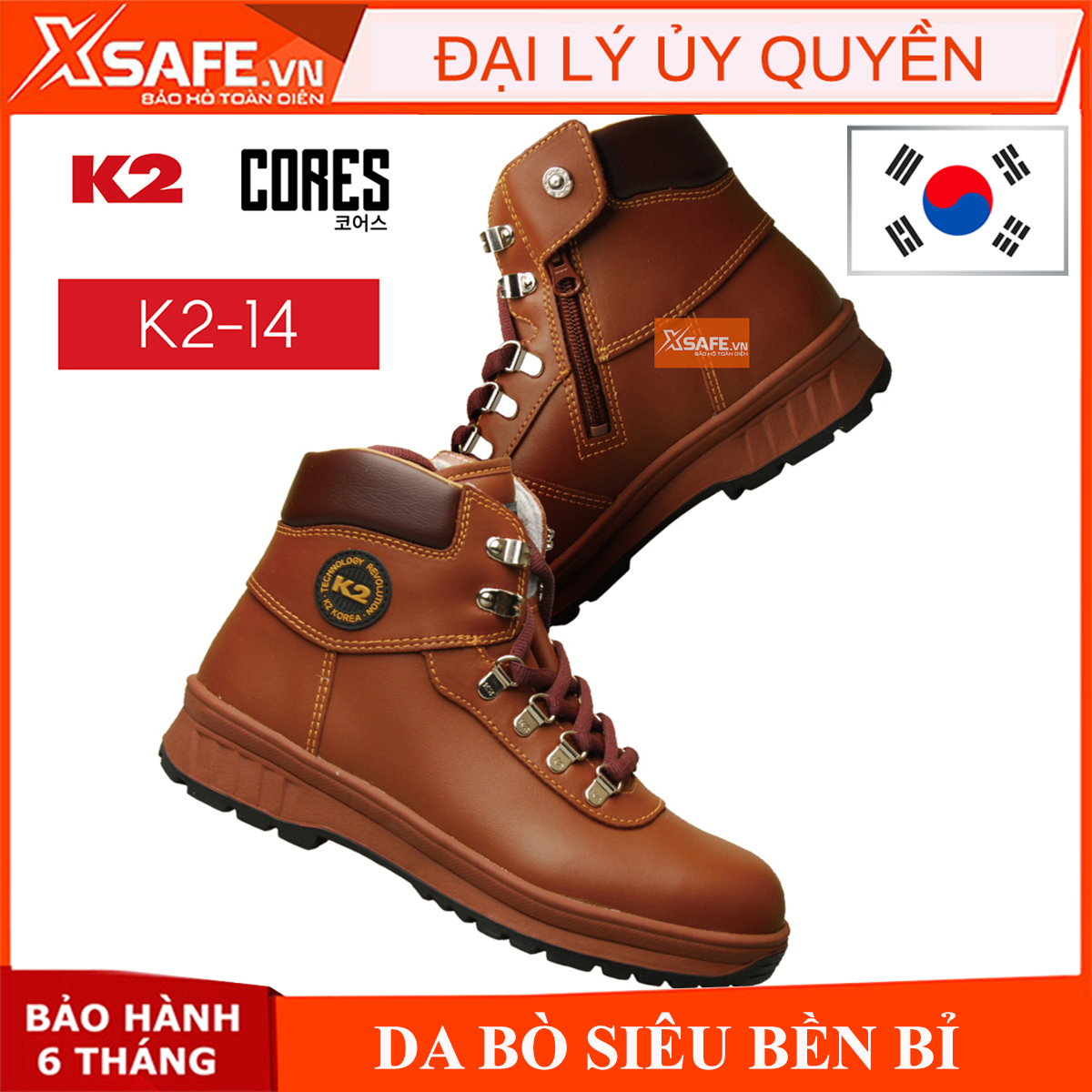 Giày bảo hộ K2-14 Giày bảo hộ lao động Hàn Quốc da bò thật chống nước, chống nứt gãy, độ bền cao, chính hãng K2 SAFETY