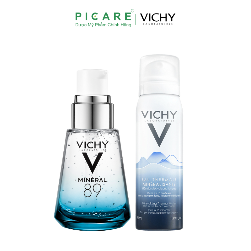 Combo Dưỡng Da Căng Mịn Vichy Mineral 89 30ml + Xịt Khoáng Thermal 50ml