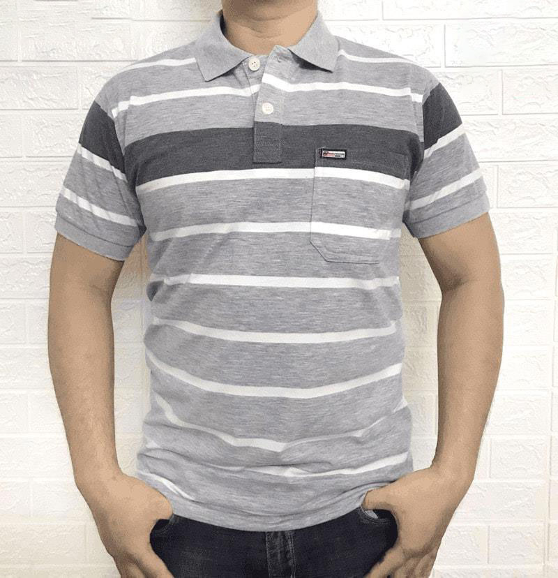 Áo Thun sọc POLO Nam thời trang Có Túi Cao Cấp AS109