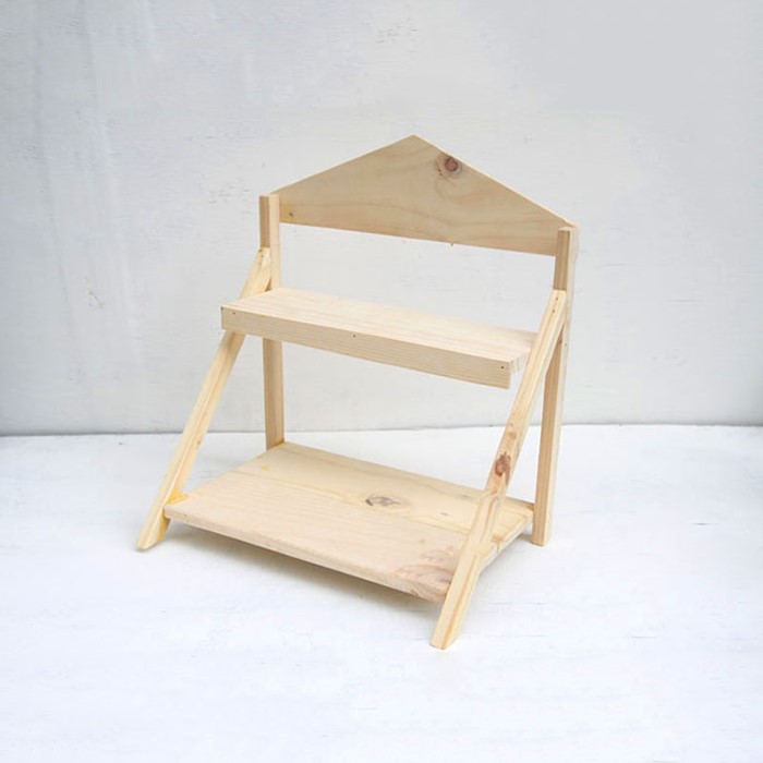 Kệ gỗ trang trí để bàn mini 2 tầng tháo lắp tiện lợi cao 30cm