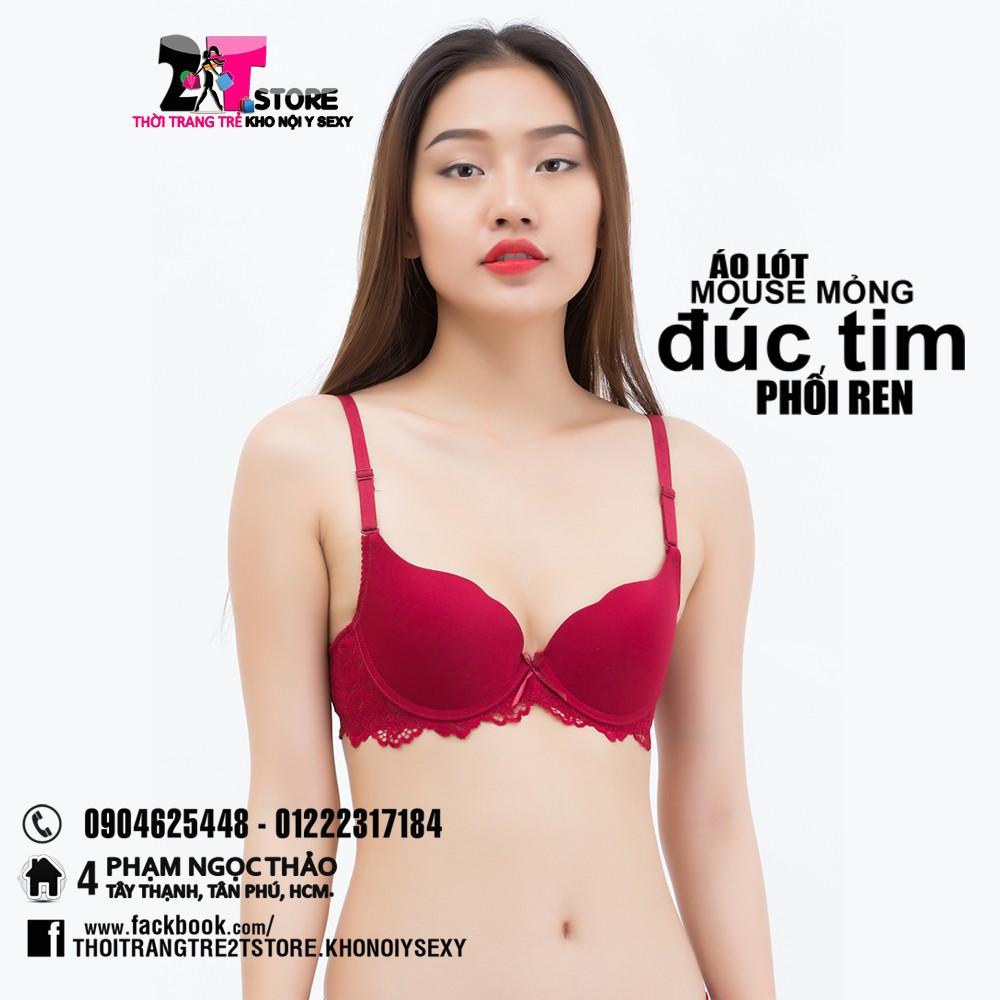 Áo Nâng Ngực Mouse Mỏng Đúc Tim Phối Ren