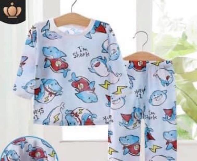 Đồ Bộ Dài Tay Cotton Thông Hơi Bé Trai Bé Gái 7-22kg