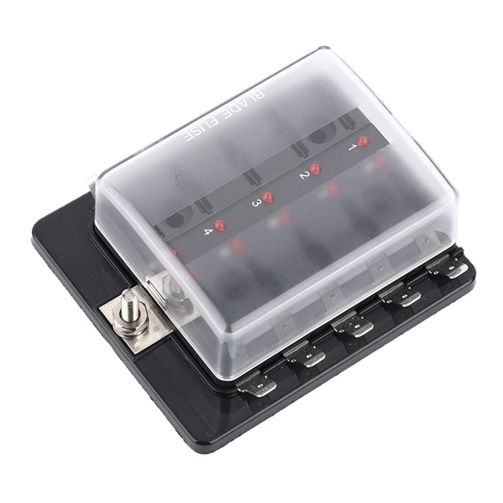 DC12V/24V 10 Way Standard Blade Fuse Box Holder for Car Boat Marine