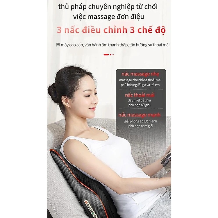Gối Massage Cổ Vai Gáy, Mát Xa Xoàn Thân Đa Năng Cao Cấp Công Suất 24W