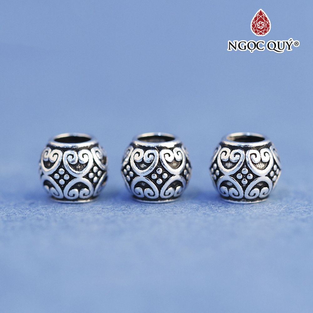 Charm hạt họa tiết trái tim - Ngọc Quý Gemstones
