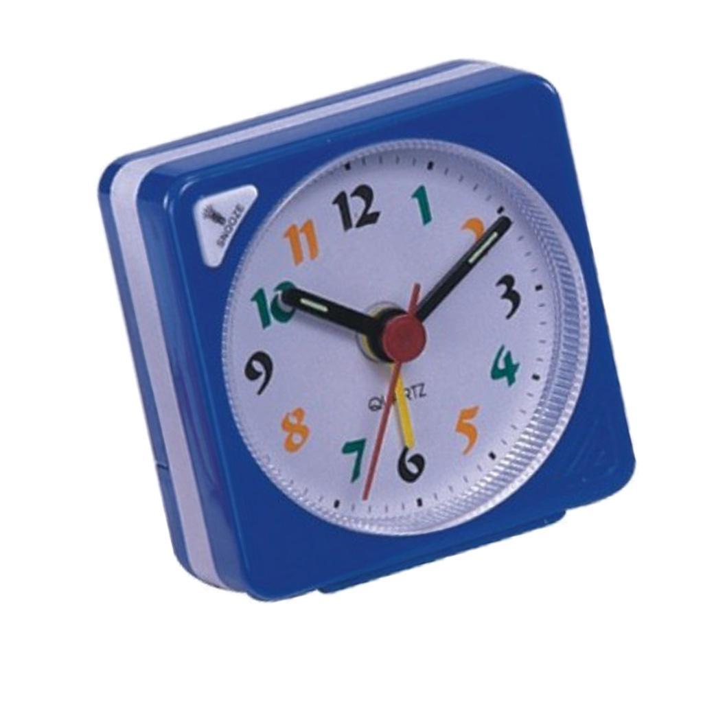 2pcs Travel Alarm Clock Gradient Table Clock Snooze With Nightlight-Blue