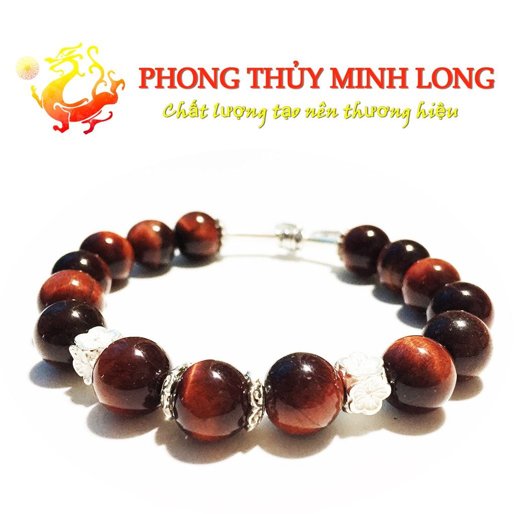 Vòng đá Mắt Hổ Đỏ Nâu chất lượng 5A mix phụ kiện Bạc hợp người mệnh Hỏa và Thổ