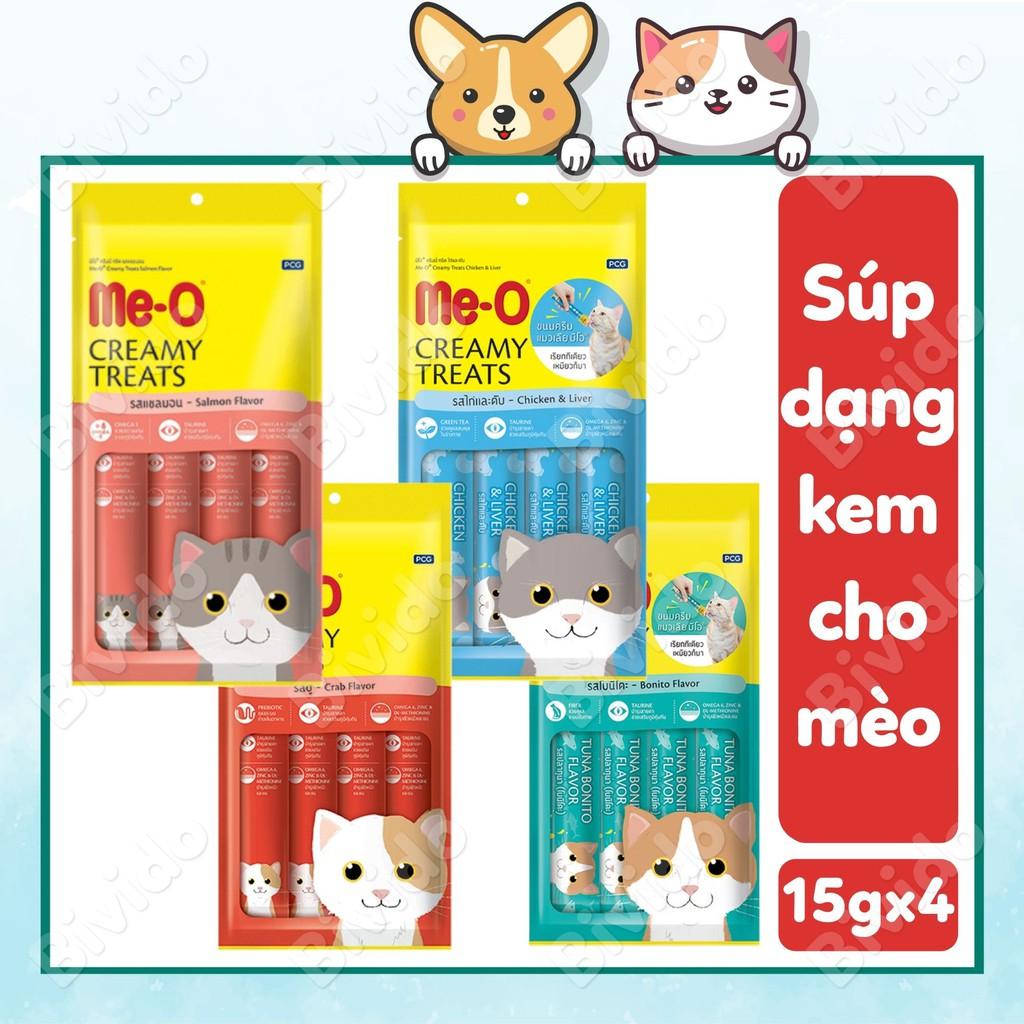 Súp thưởng cho mèo Me-o Creamy Treats mọi lứa tuổi túi 60g (15gx4) - Bivido