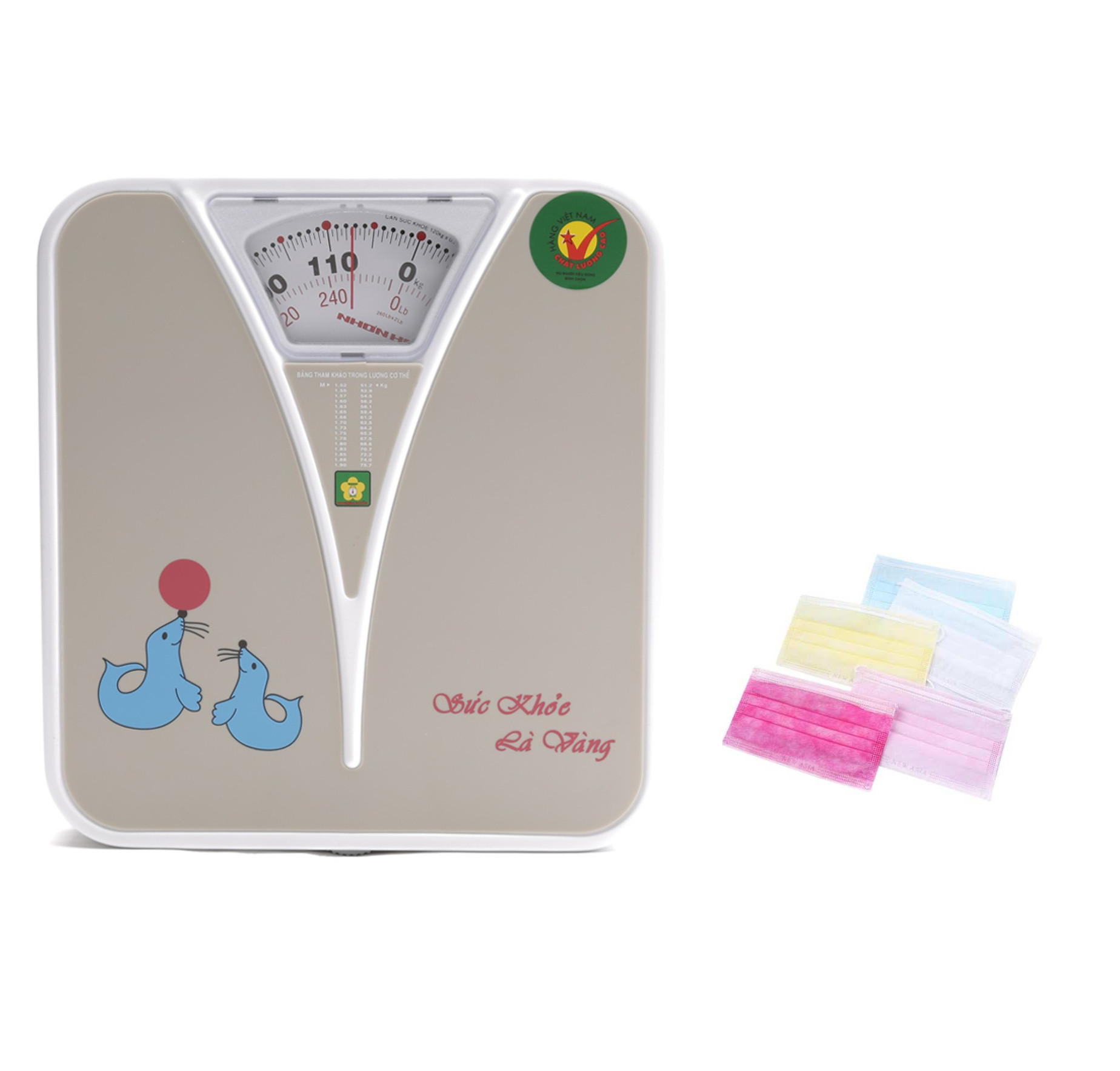 Cân Sức Khỏe 120kg Nhơn Hòa NHHS-120-K2 + Tặng 10 Khẩu Trang Màu Sắc Ngẫu Nhiên