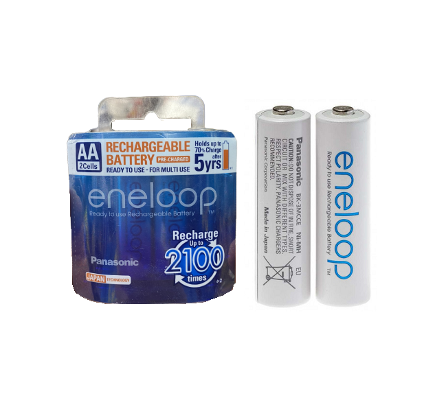 Vỉ 2 viên pin sạc AA Panasonic Eneloop BK-3MCCE/2NT - Hàng chính hãng