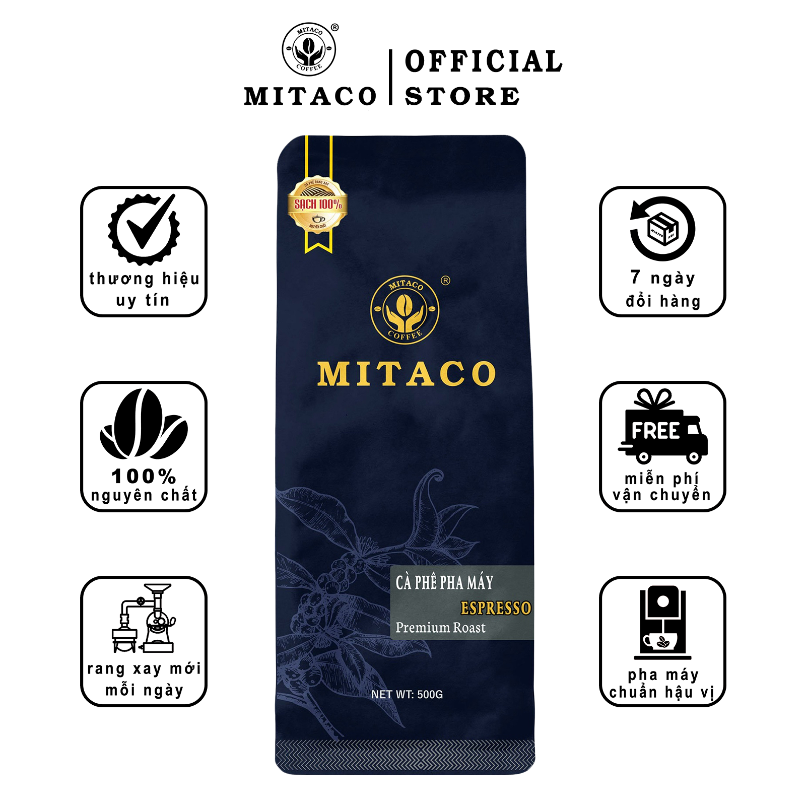 Cà Phê Pha Máy (ESPRESSO) MITACO COFFEE (Gói 500g)