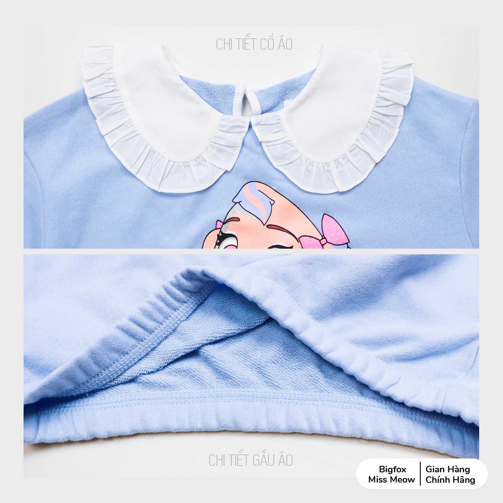 Bộ nỉ bé gái BIGFOX MISS MEOW size đại, quần áo dài tay thu đông cho trẻ em style Hàn Quốc cỡ 3,7,11 tuổi 20kg 40kg 1968