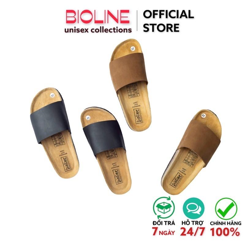 Dép đế trấu birken Bioline quai ngang da bò thật nguyên tấm unisex mã BO5 - Bioline Official