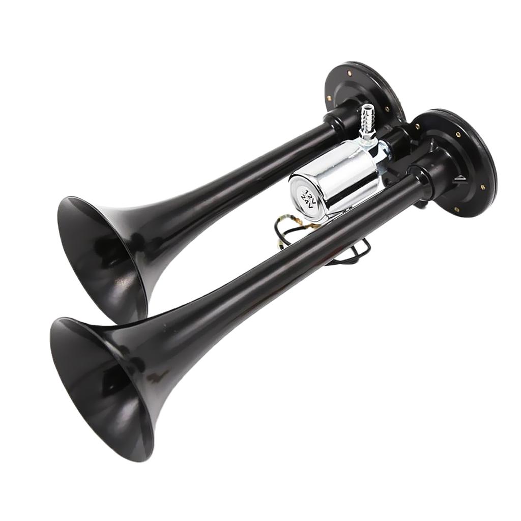 Car Motorcycle 150dB Dual Trumpets Train Air Horn with Electric Solenoid