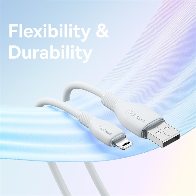 Cáp sạc nhanh, truyền dữ liệu cho Ai-phôn Ba-se-us Pudding Series Fast Charging Cable USB to Lai-nin 2.4A - Hàng chính hãng