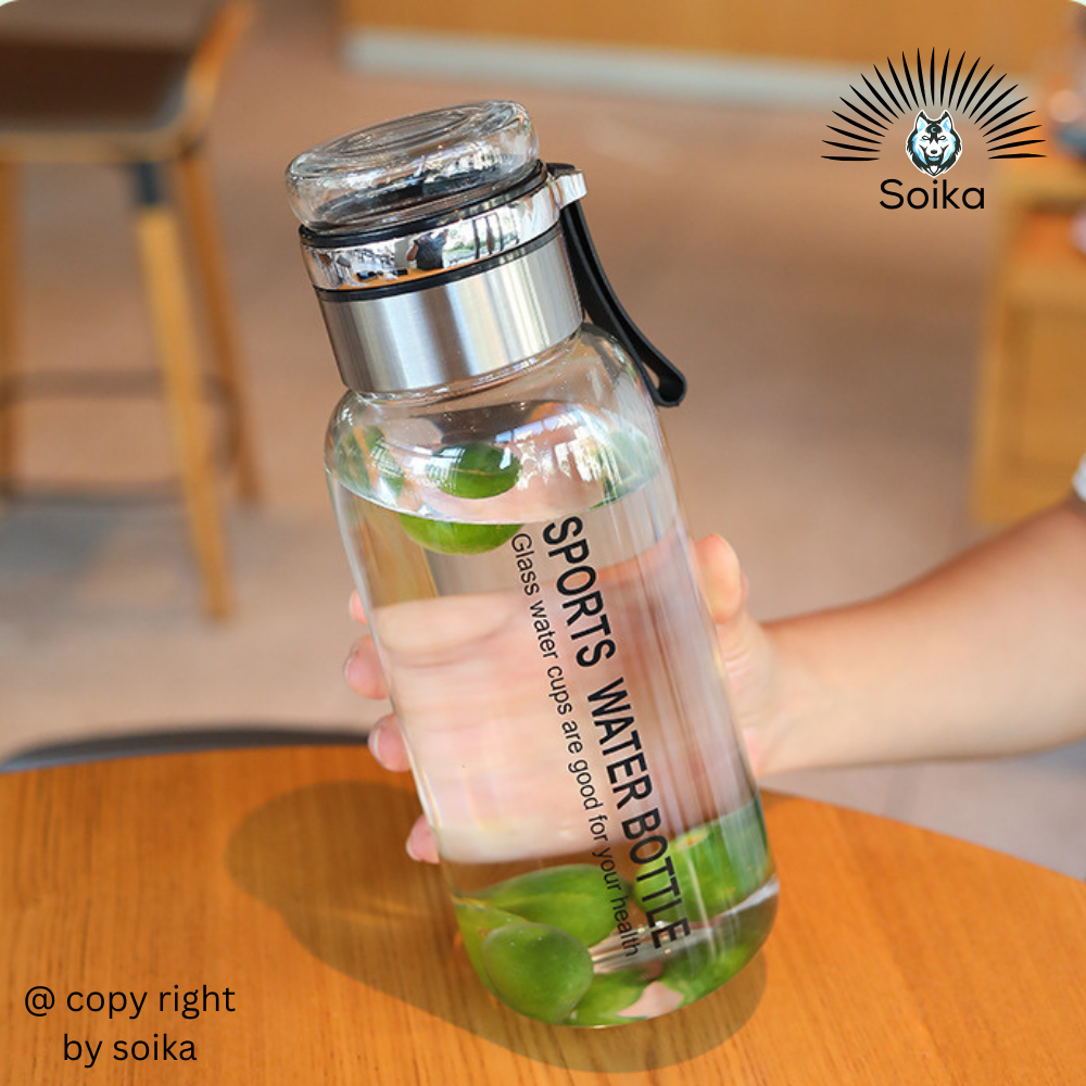 Bình Nước Thủy Tinh Chịu Nóng Lạnh SC07 Soika Dung Tích Lớn Có Túi Đeo Chéo