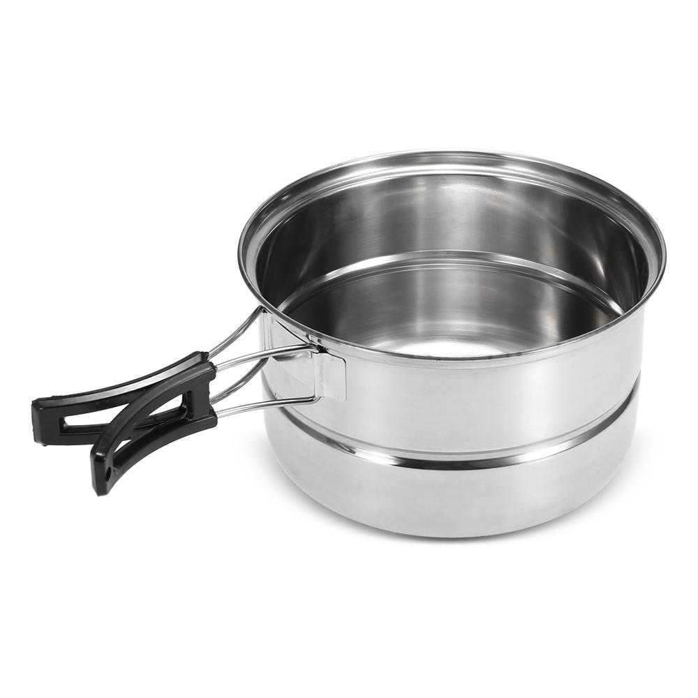 Bộ 3 cái nồi nấu ăn cắm trại Nồi bằng thép không gỉ