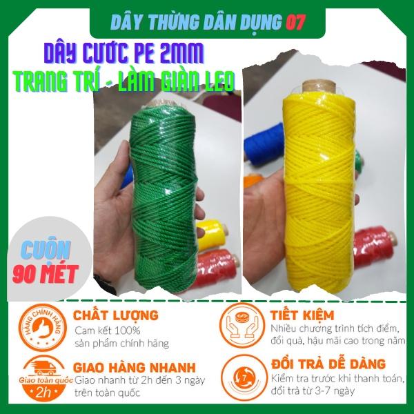 90 mét Dây thừng PE nhiều màu trang trí nhà cửa, làm đồ thủ công handmade,đan lưới, làm giàn leo bầu bí,các loại dây leo