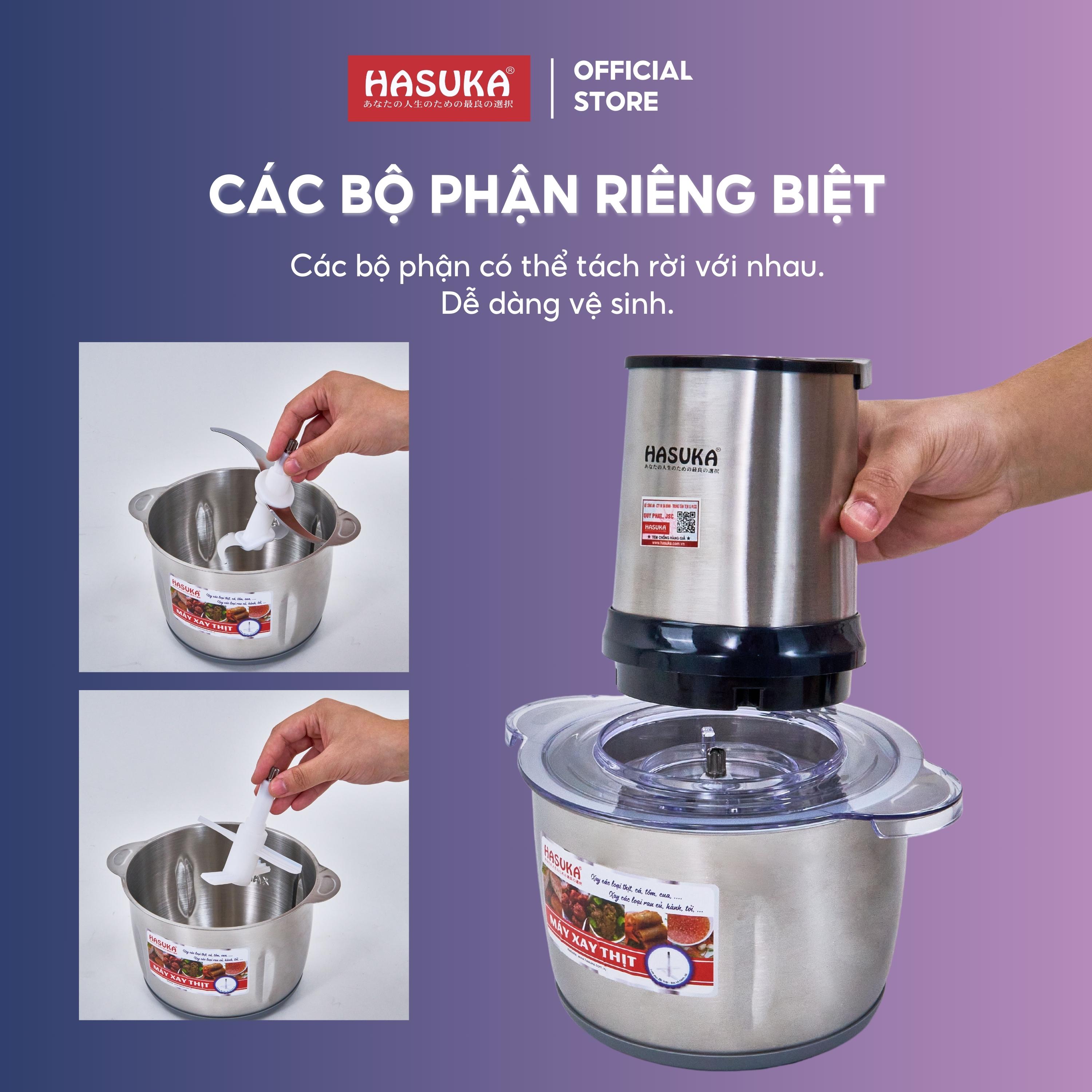 Hình ảnh Máy xay thịt Hasuka HSK-123 dung tích 2 L, cối inox 304 dày dặn không lo nứt vỡ, 2 tầng lưỡi dao xay nhanh hơn - HÀNG CHÍNH HÃNG