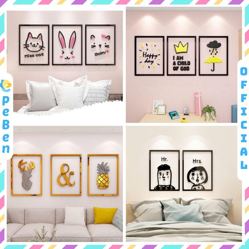 Tranh dán tường mica 3d decor khổ lớn phong cách hoạt hình trang trí mầm non, mẫu giáo, phòng cho bé