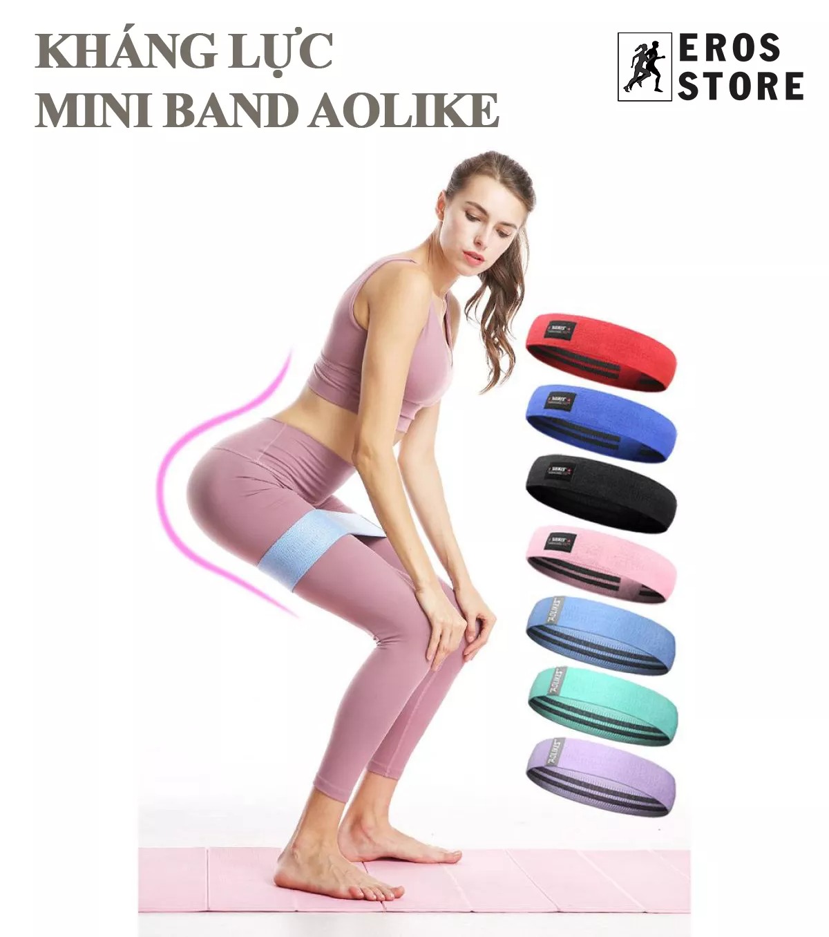 Dây kháng lực tập gym, dây miniband tập mông đùi vải EROS