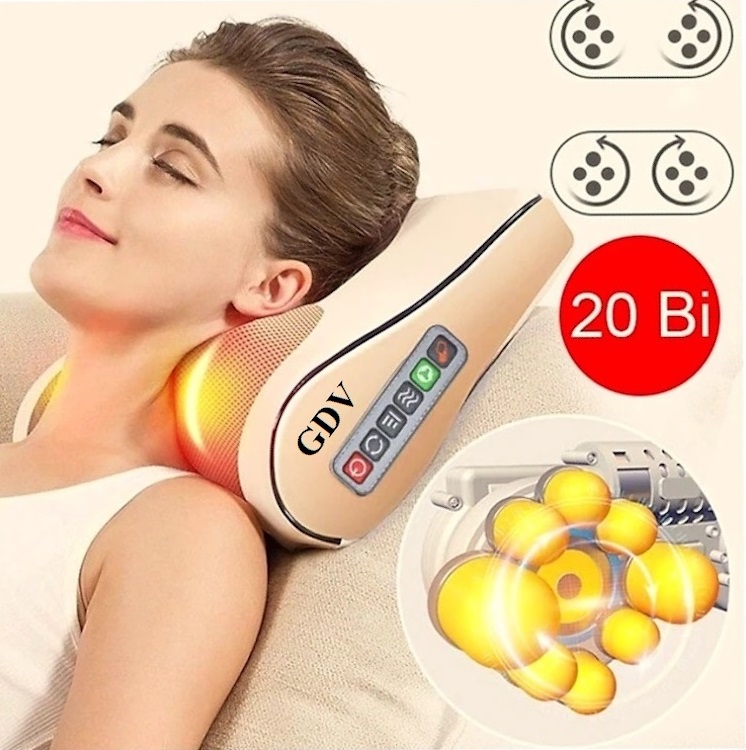 Gối Massage Cổ Vai Gáy 6 Chức Năng GDV - Màu Ngẫu Nhiên - Hàng Chính Hãng