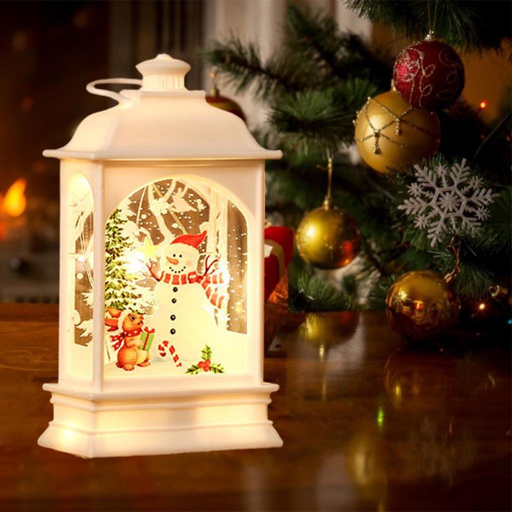 Christmas Lantern  Ornaments Snowman for Desktop Fireplace Xmas White